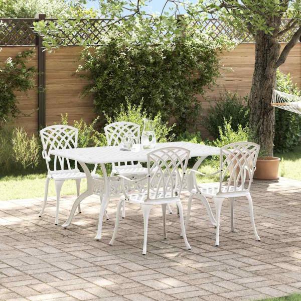 Set aus 3 Weiß Gussaluminium Groß Langlebig Gartentisch