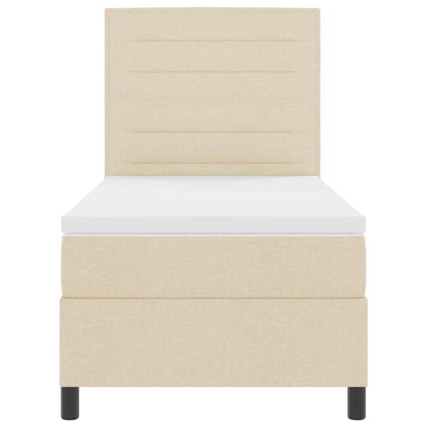Bettgestell mit Matratze Beige Stoff 100 x 200 cm Bettmatratze