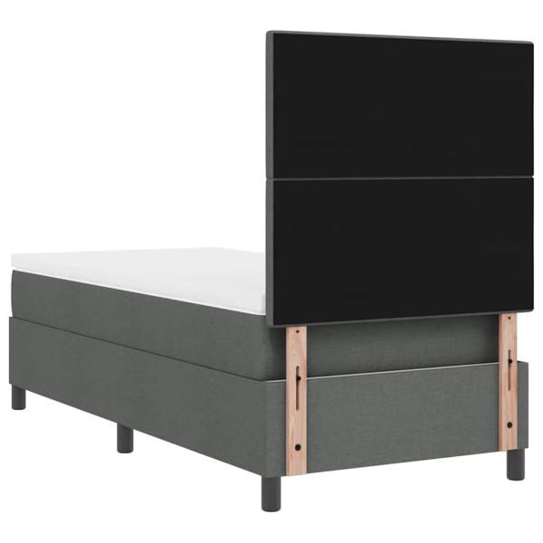 Bettgestell mit Matratze Dunkelgrau Stoff 90 x 200 cm