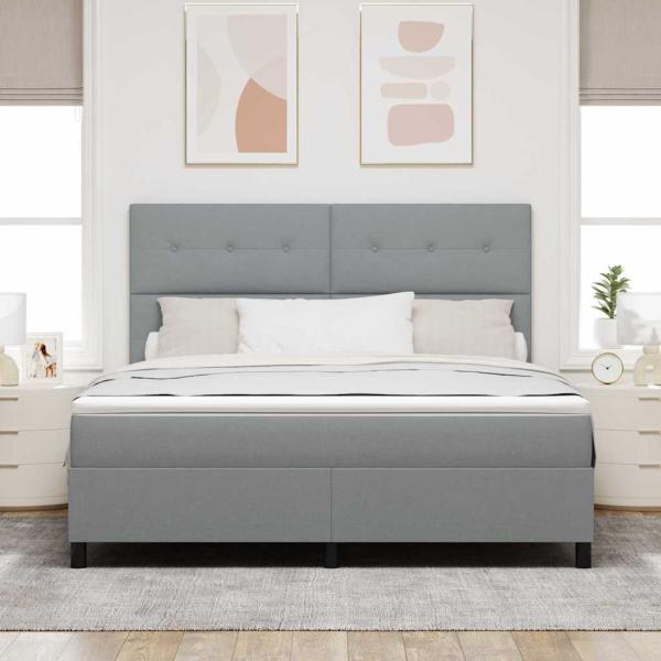 Bettgestell mit Matratze Hellgrau Stoff 180 x 200 cm