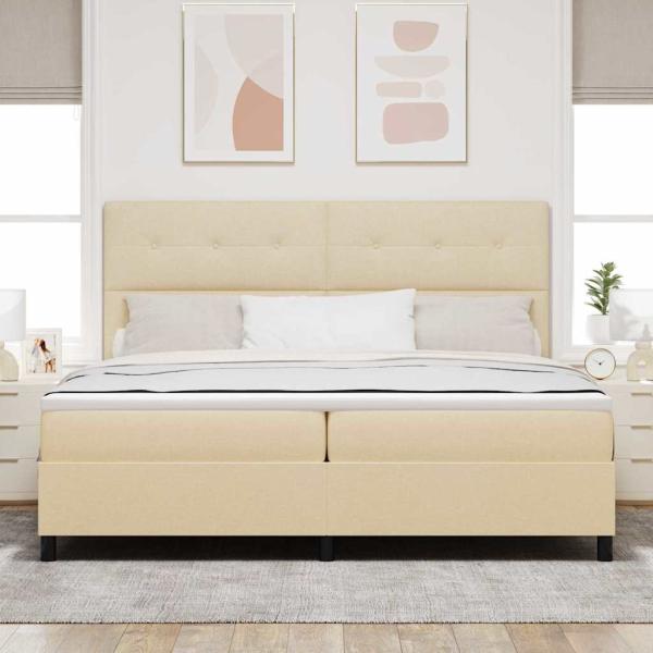 Boxspringbett mit Kopfteil Creme 200 x 200 cm Stoff