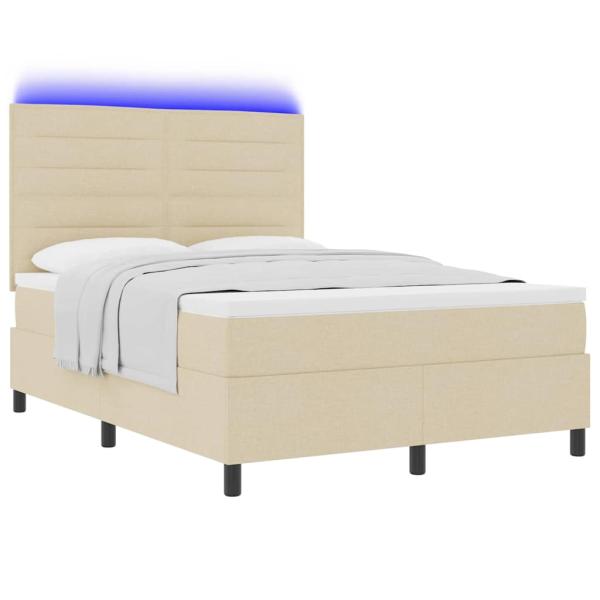 Bettgestell mit Matratze Beige Stoff 140 x 190 cm Bettmatratze