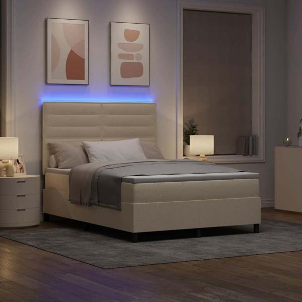 ARDEBO.de - Bettgestell mit Matratze Creme Stoff 140 x 200 cm Bettenmatratze
