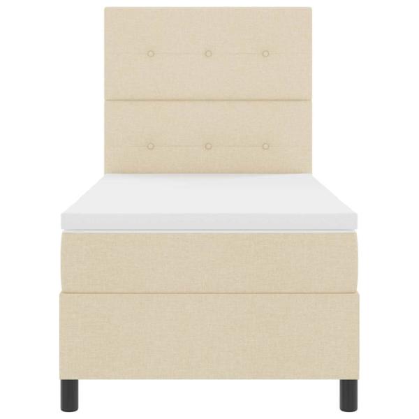Bettgestell mit Matratze Beige Stoff 90 x 200 cm Bettmatratze