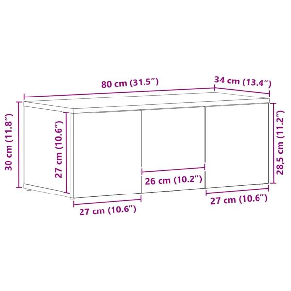 TV-Schrank aus schwarzer Eiche, 80x34x30 cm, aus Holzwerkstoff