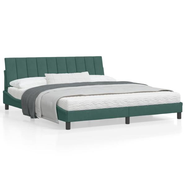 ARDEBO.de - Bettgestell ohne Matratze Dunkelgrün 180x200 cm Samt