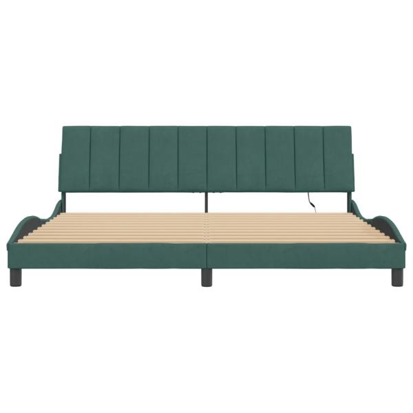 Bettgestell mit LED-Leuchten Dunkelgrün 200x200 cm Samt