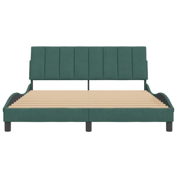 Bettgestell ohne Matratze Dunkelgrün 160x200 cm Samt