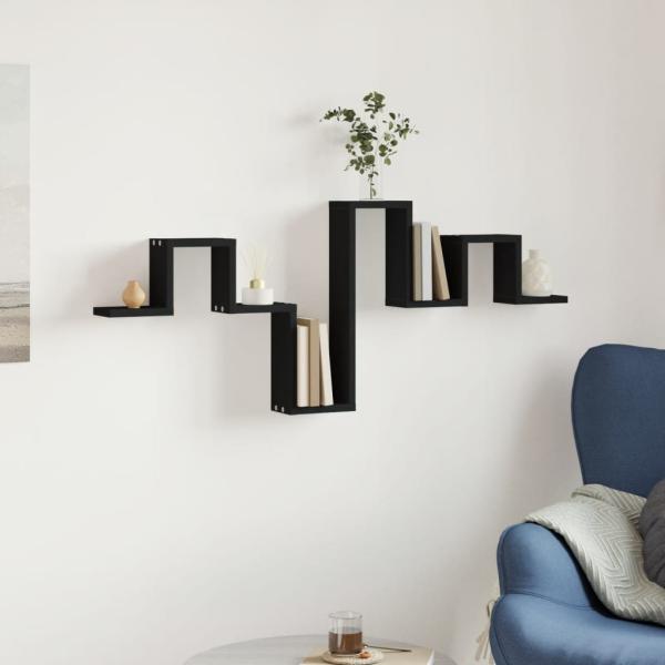 Wandregal Schwarz 104,5x10x43 cm Holzwerkstoff