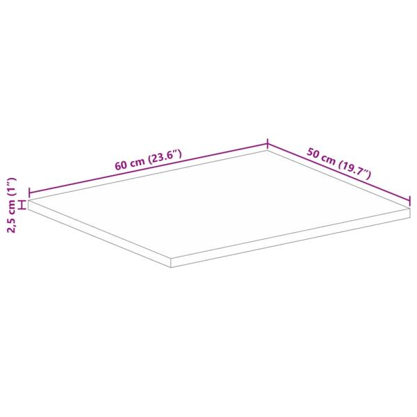 Tischplatte 60x50x2,5 cm Rechteckig Massivholz Akazie