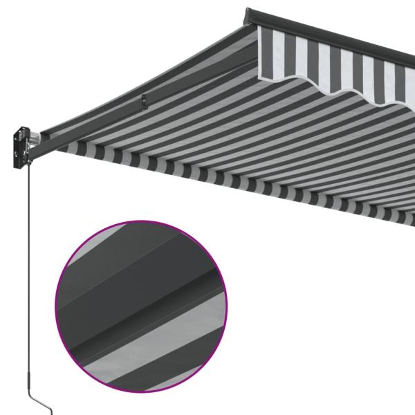 Markise Einziehbar Anthrazit und Weiß 4x3 m Stoff und Aluminium