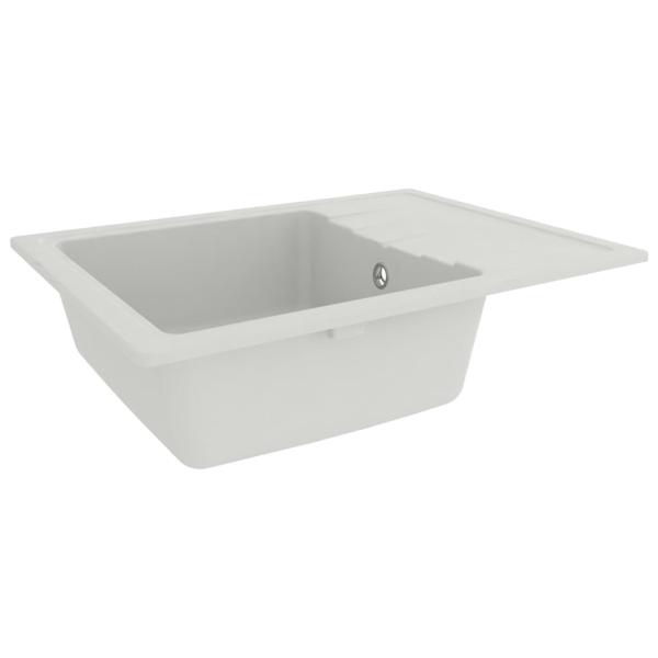 Küchenspüle mit Überlauf Oval Weiß Granit