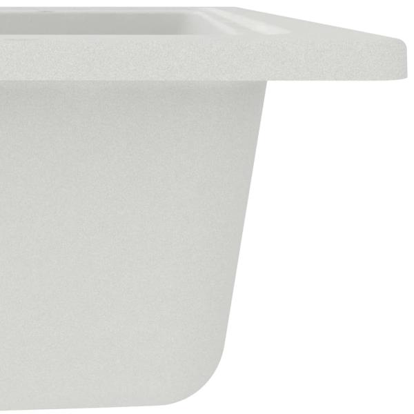 Küchenspüle mit Überlauf Oval Weiß Granit