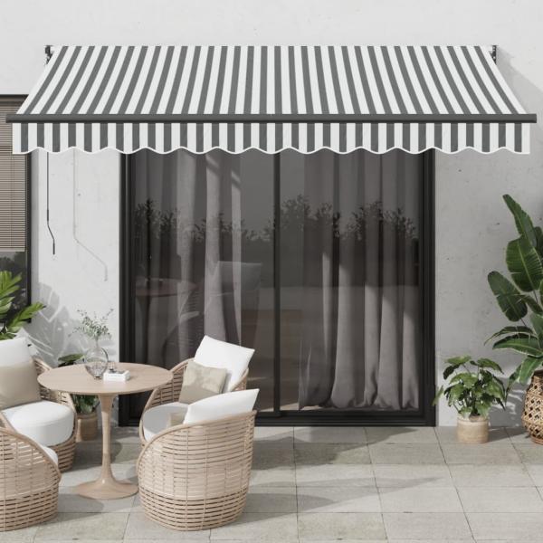 ARDEBO.de - Markise Einziehbar Anthrazit & Weiß 3,5x2,5 m Stoff & Aluminium