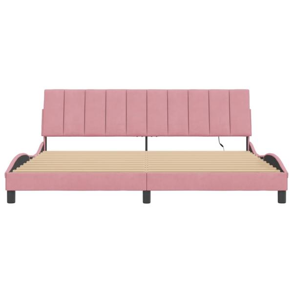 Bettgestell mit LED-Leuchten Rosa 200x200 cm Samt