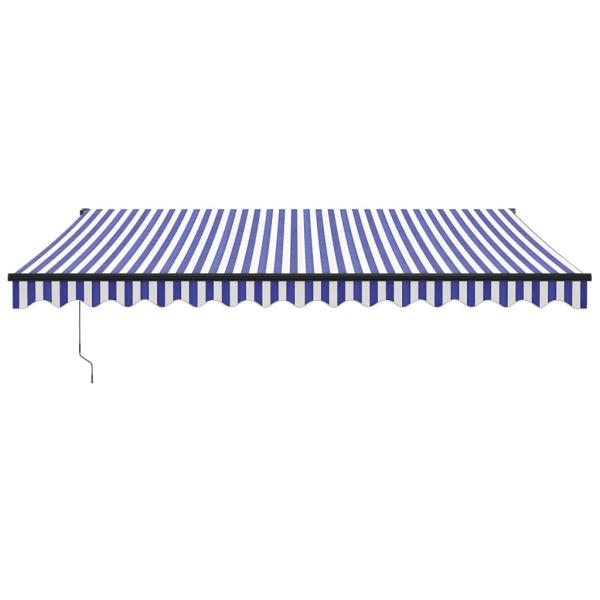 Markise Einziehbar Blau und Weiß 4,5x3 m Stoff und Aluminium