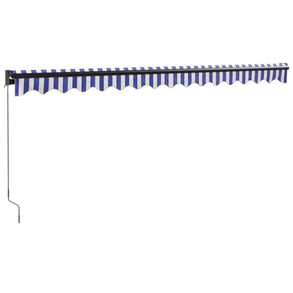 Markise Einziehbar Blau und Weiß 4,5x3 m Stoff und Aluminium
