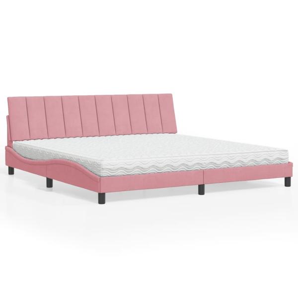ARDEBO.de - Bett mit Matratze Rosa 200x200 cm Samt