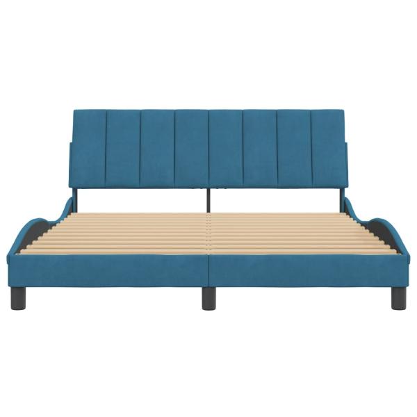 Bettgestell mit Kopfteil Blau 160x200 cm Samt