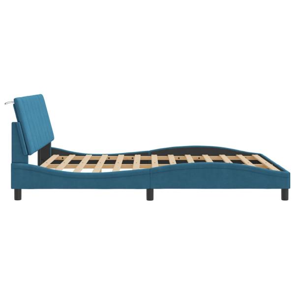 Bettgestell mit Kopfteil Blau 160x200 cm Samt