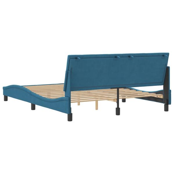 Bettgestell mit Kopfteil Blau 160x200 cm Samt