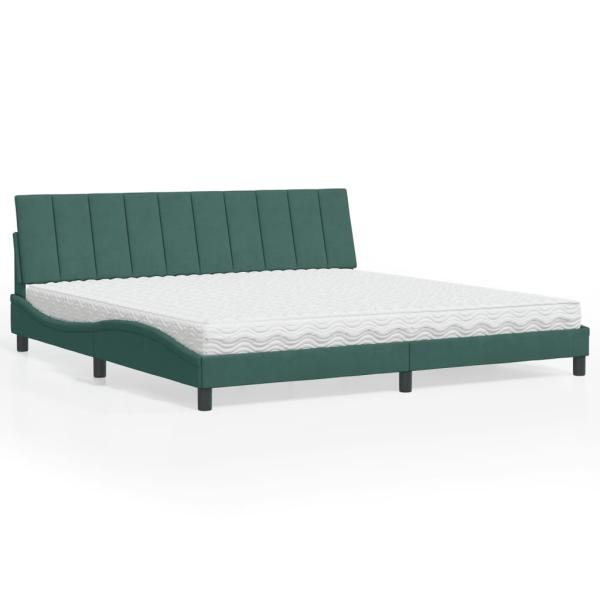 ARDEBO.de - Bett mit Matratze Dunkelgrün 200x200 cm Samt