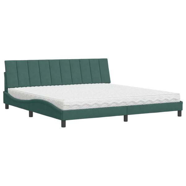 Bett mit Matratze Dunkelgrün 200x200 cm Samt
