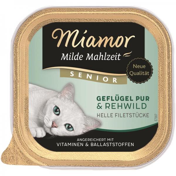 ARDEBO.de Miamor Schale Milde Mahlzeit Senior Geflügel Pur & Rehwild 100 g