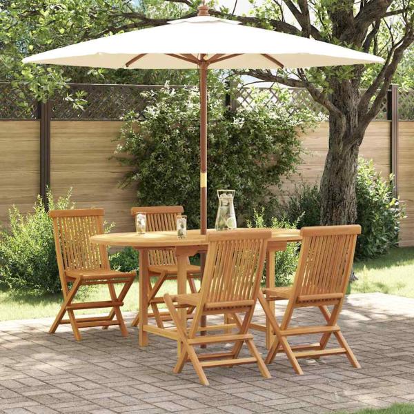 ARDEBO.de - 5-teiliges Garten-Esszimmer-Set aus massivem Teakholz