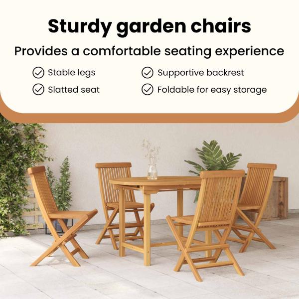 Garten Essgruppe 5 pcs Braun Massivholz Teak