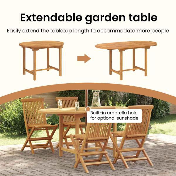 Garten Essgruppe 5 pcs Braun Massivholz Teak