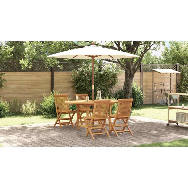 Garten Essgruppe 5 pcs Braun Massivholz Teak