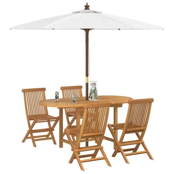 5-teiliges Garten-Esszimmer-Set aus massivem Teakholz