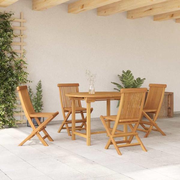 5-teiliges Garten-Esszimmer-Set aus massivem Teakholz