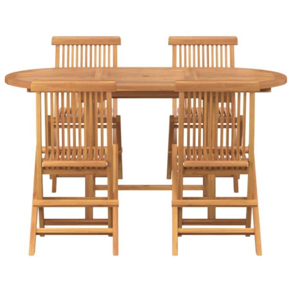 5-teiliges Garten-Esszimmer-Set aus massivem Teakholz