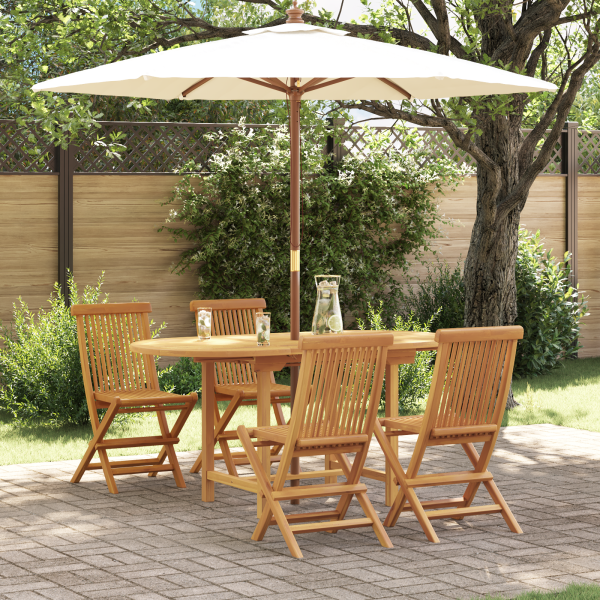 Garten Essgruppe 5 pcs Braun Massivholz Teak
