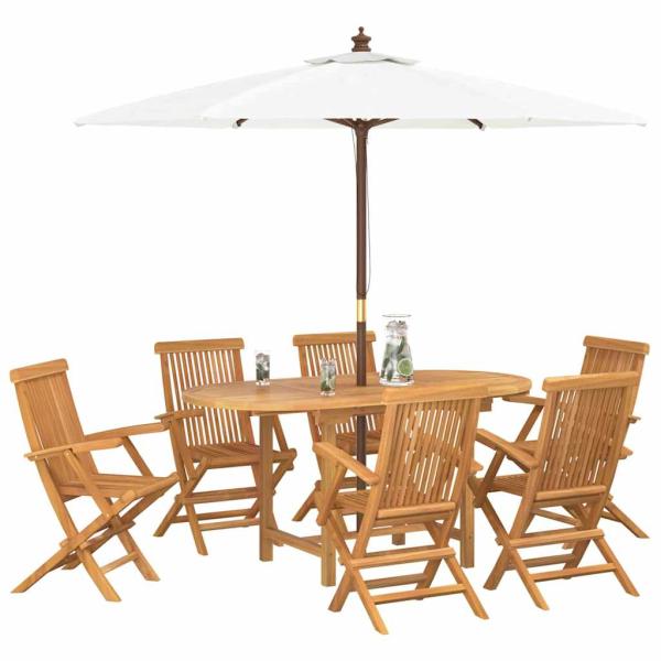 7-teiliges Garten-Dining-Set aus massivem Teakholz