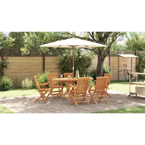 Garten Essgruppe 7 pcs Braun Massivholz Teak