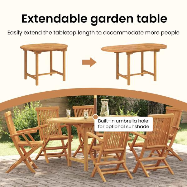 Garten Essgruppe 7 pcs Braun Massivholz Teak