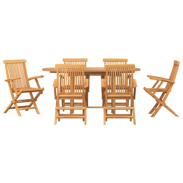 7-teiliges Garten-Dining-Set aus massivem Teakholz