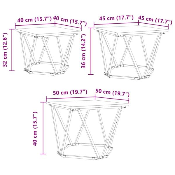 Beistelltische 3er Set Sonoma Eiche Holzwerkstoff