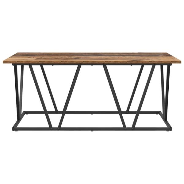 Couchtisch aus Altholz 100x50x40 cm mit Ingenieurholz und Metall