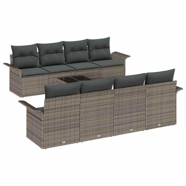 ARDEBO.de - Garten Sofa Set Set aus 7 Grau Rattan, Polyester