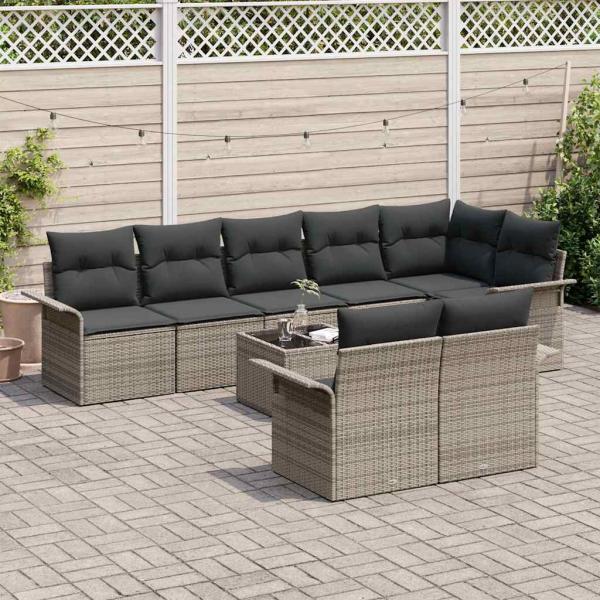 Garten Sofa Set Set von 9 Grau Poly-Rattan Garten Sofa Set
