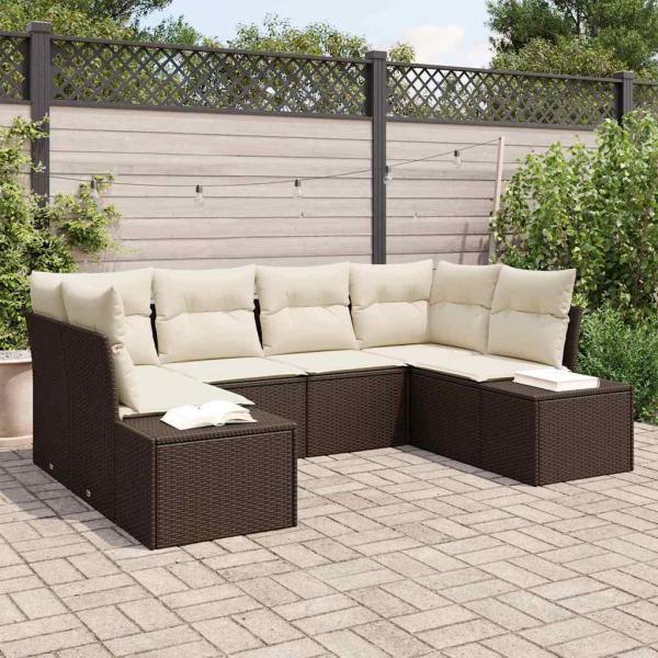 ARDEBO.de - Gartensofa-set 6 stk. Braun Poly-Rattan