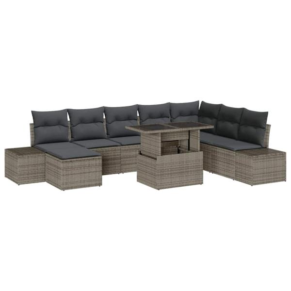 Garten Sofa Set Set von 9 Grau Poly-Rattan Garten Ecksofa