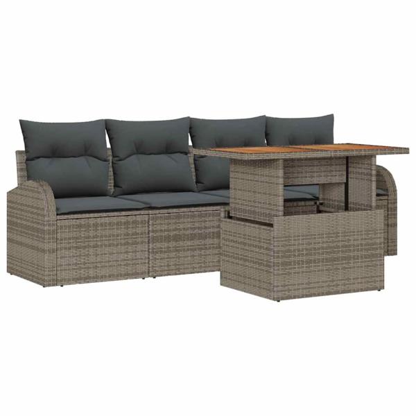 Garten Sofa Set Set aus 5 Grau Rattan Garten Sofas Rechteckig