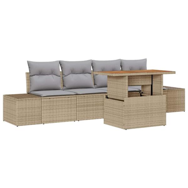 Garten Sofa Set 5 Teile Beige Rattan Garten Esstisch Set