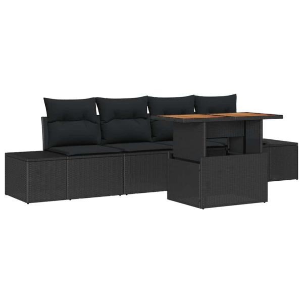 Gartensofa-set 5 Stk. Schwarz und Braun