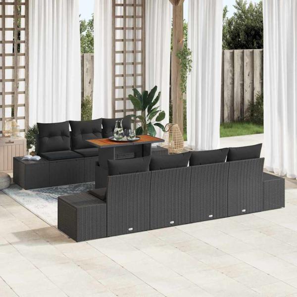 ARDEBO.de - Garten-Sofa-Set Set mit 8 Schwarz und Braun